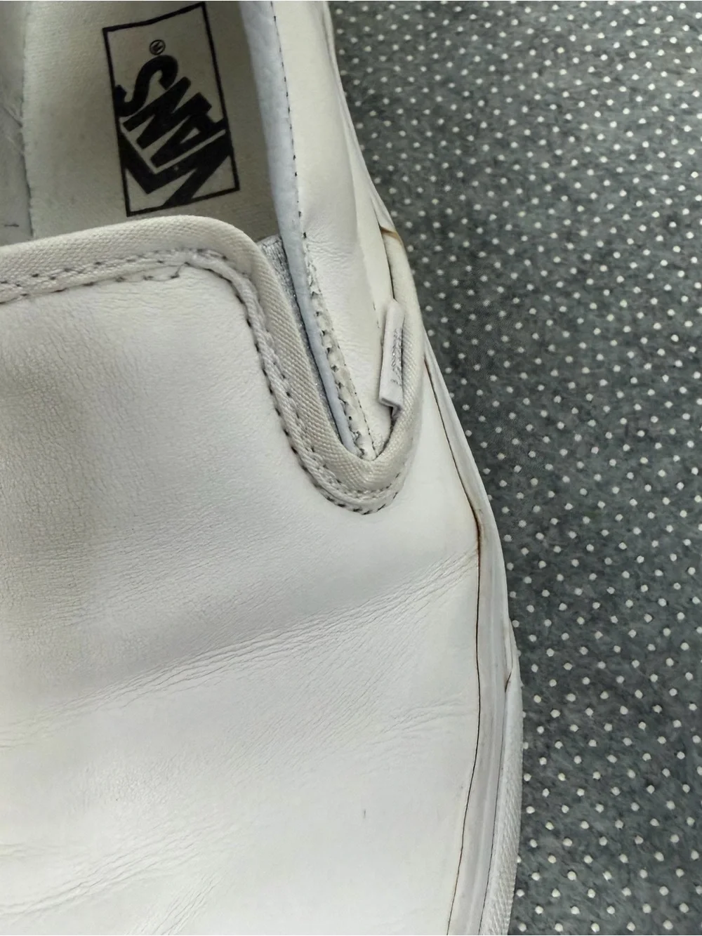 Vans White Slip-On Leather Loafers Size 8